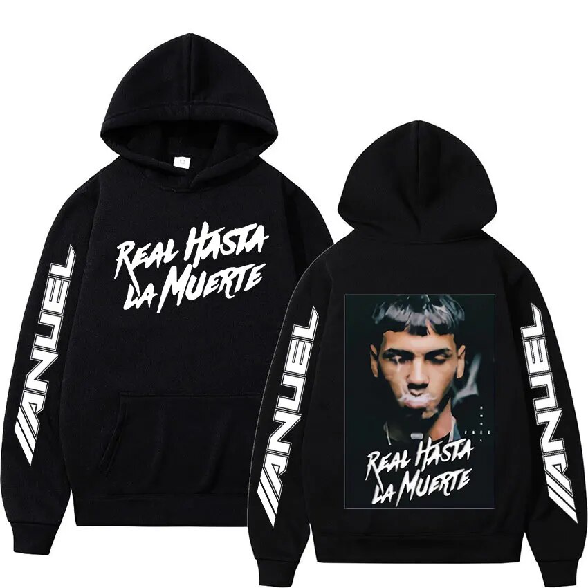 Rapero Anuel AA Sudadera Con Capucha Real Hasta La Muerte Moda Hombres Mujeres Cool Hip Hop Oversized