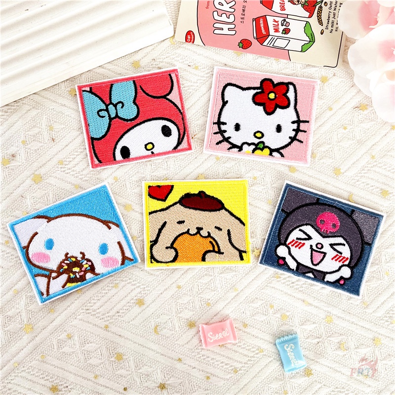 Hello Kitty/Kuromi/Melody/Cinnamoroll/Pom Purin-Q Rectángulo Parche De ...