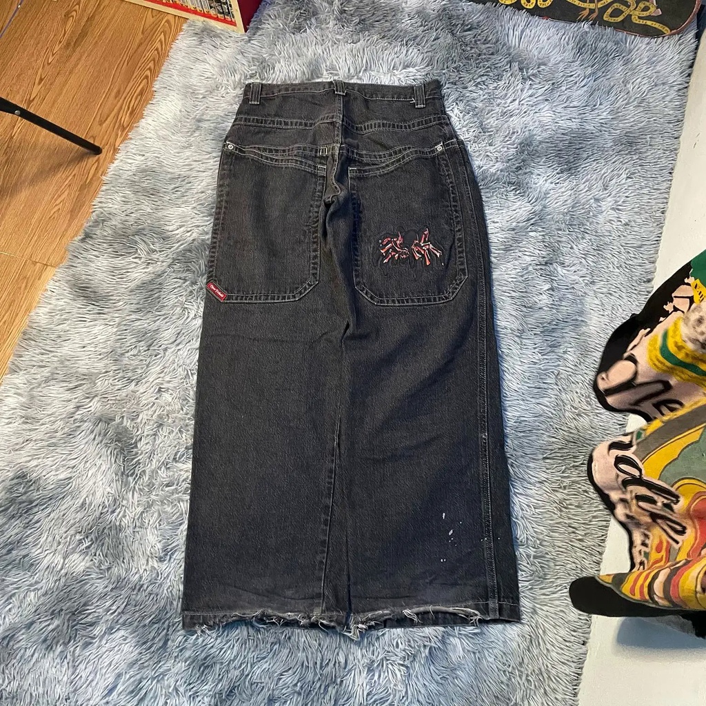 Jeans Unisex De Pierna Ancha Con Estampado Y2K - Estilo Hip Hop, Cintura Alta, Bolsillos Grandes, Moda Gótica Y Vintage