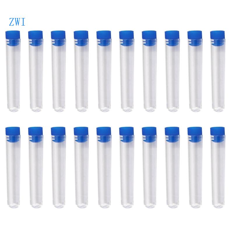 20 piezas de tubos de ensayo de plástico duro transparente