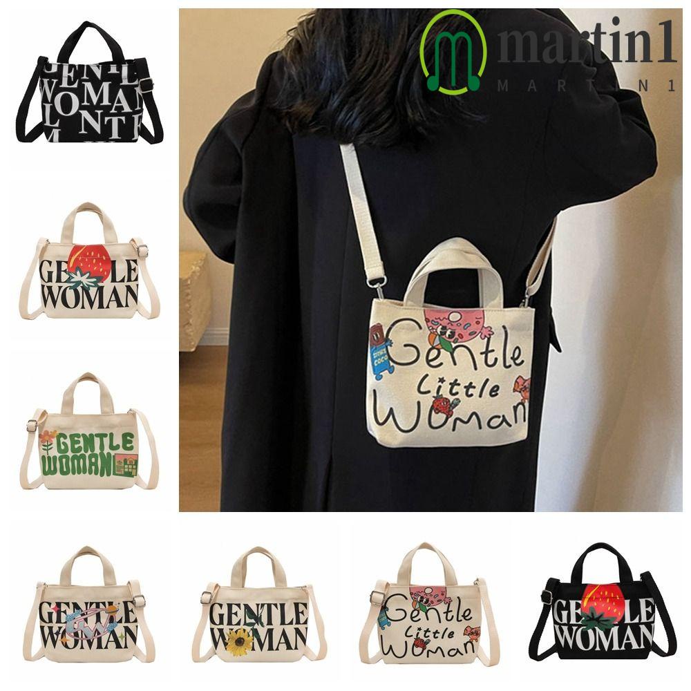 MARTIN1 Carta Tote Bag Impresion De La Bolsa De Lona Senora La Moda Hombro Suave Mujer Crossbody Los Estudiantes De Mensa