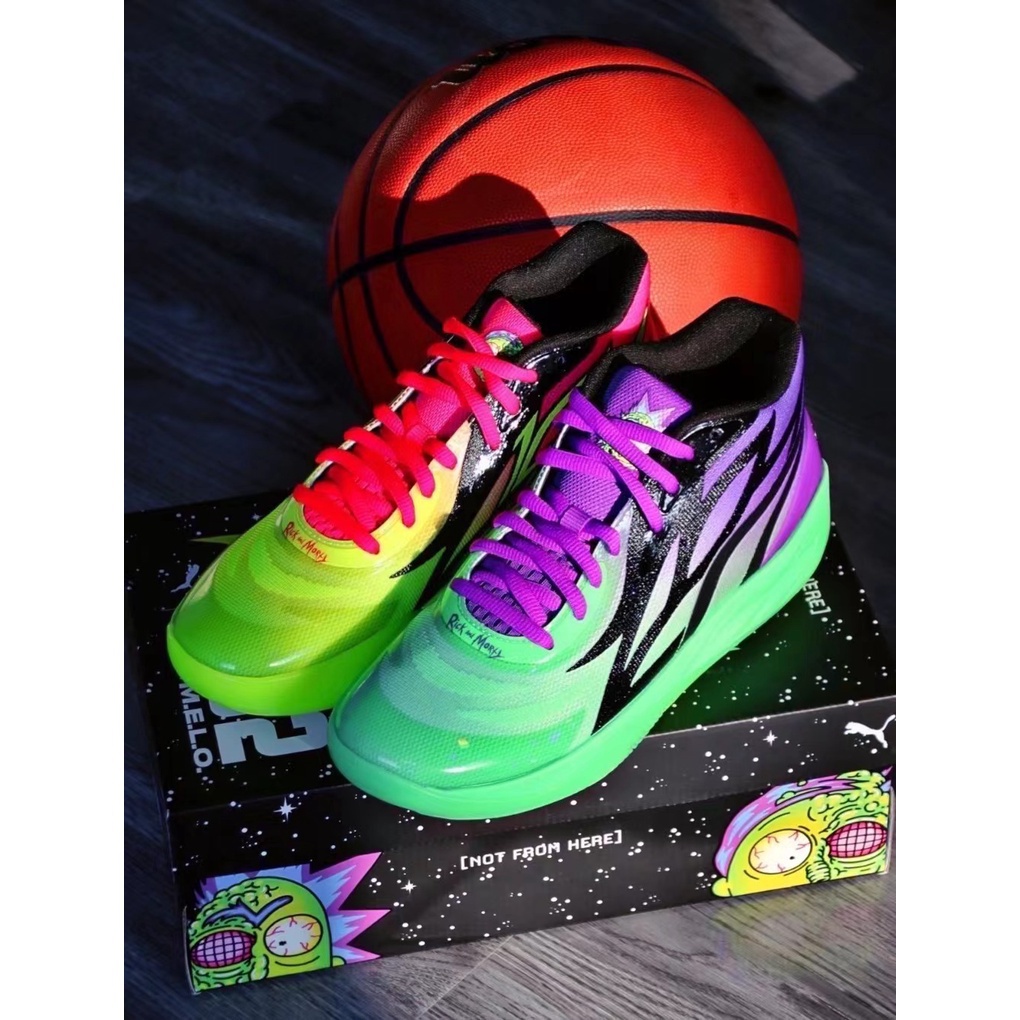 Rick Y Morty x PUMA MB 02 Ramelo Ball Segunda Generacion Anti slip Basketball Shoes Green Red Purple Shopee Mexico