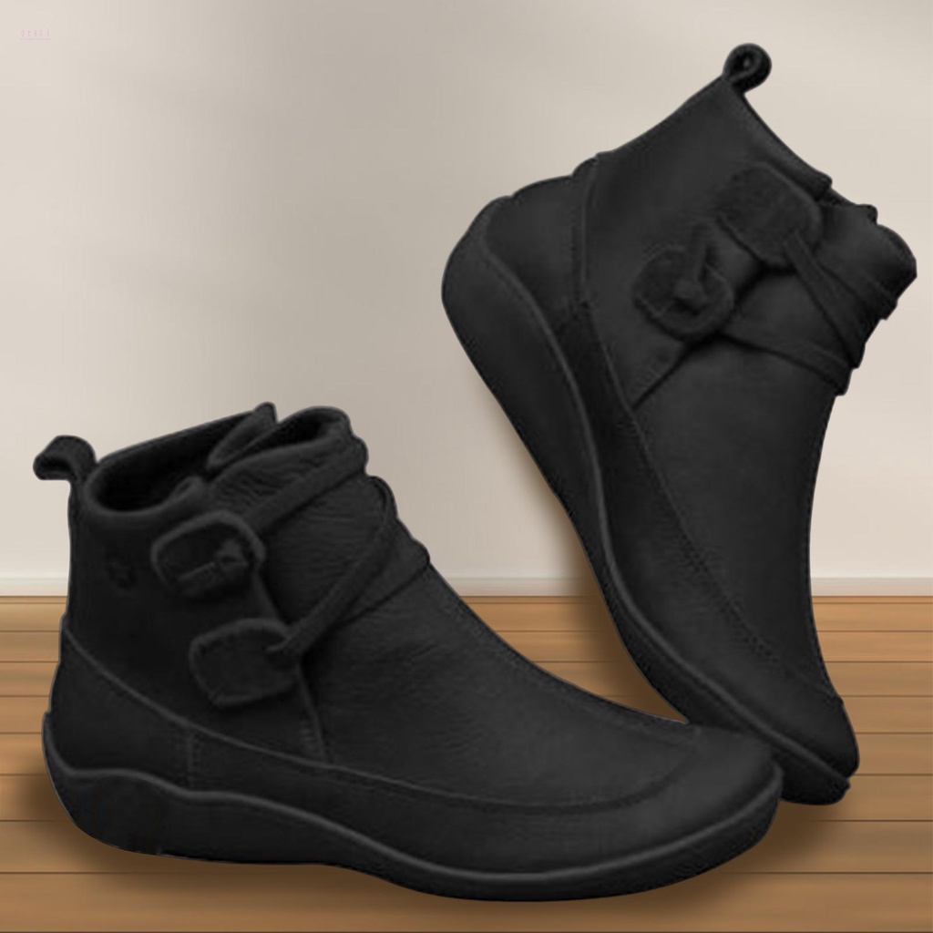 Bota De Tobillo Para Mujer Botines De Cuero PU Impermeables Botas