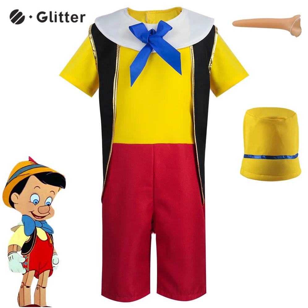 Disfraz De Pinocho Para Niños Niño Disney Divertido Cosplay Top Pantalones  Sombrero Halloween Carnaval Fiesta De Cumpleaños Nariz Larga Jumpsuit |  Shopee México