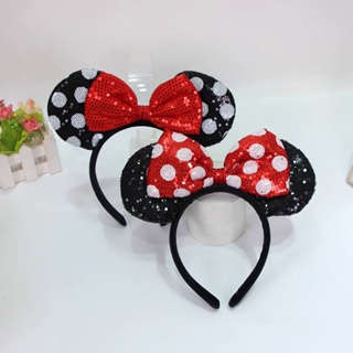 Diadema con orejas de Mickey y Minnie para niña y niño, diadema con  lentejuelas rosas, pinzas para el pelo, lazos, accesorios para el cabello  para fiesta de cumpleaños, juguete para niños 