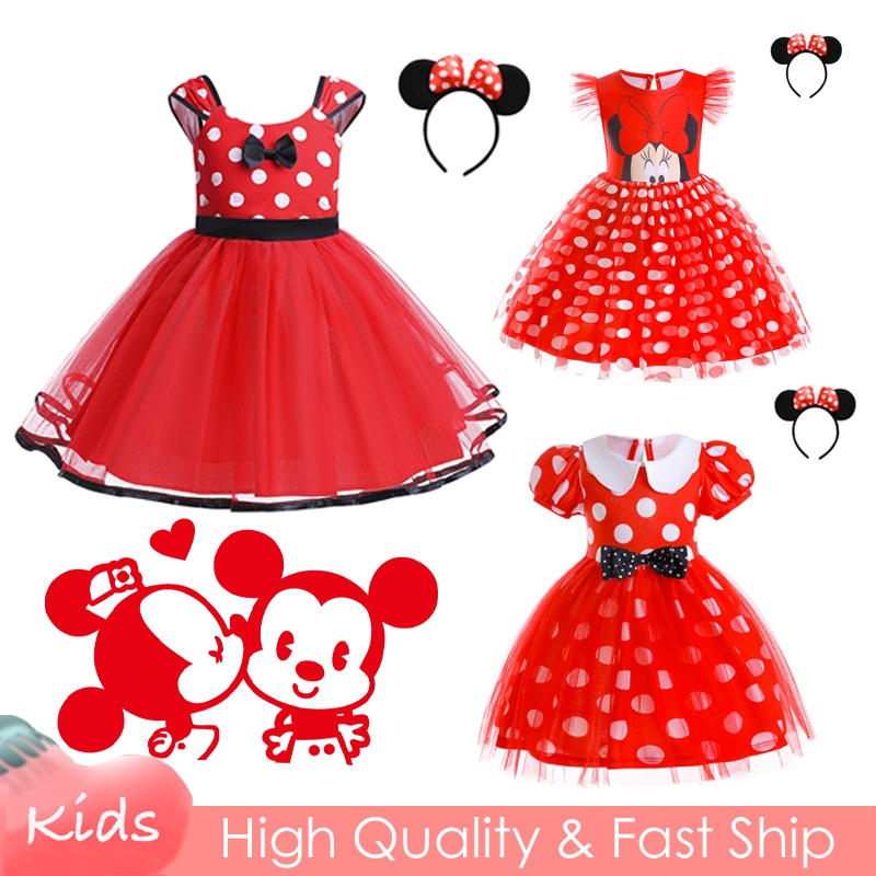 Lindas chicas Minnie Mouse disfraz con diadema tul tutú vestido cosplay  para niños fancy dress