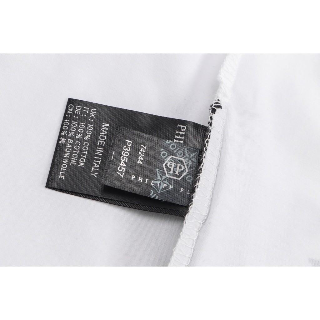 Philipp Plein Algodon Puro Con Incrustaciones De Diamantes Craneo Slim Fit Ropa De Calle 8840 Shopee Mexico