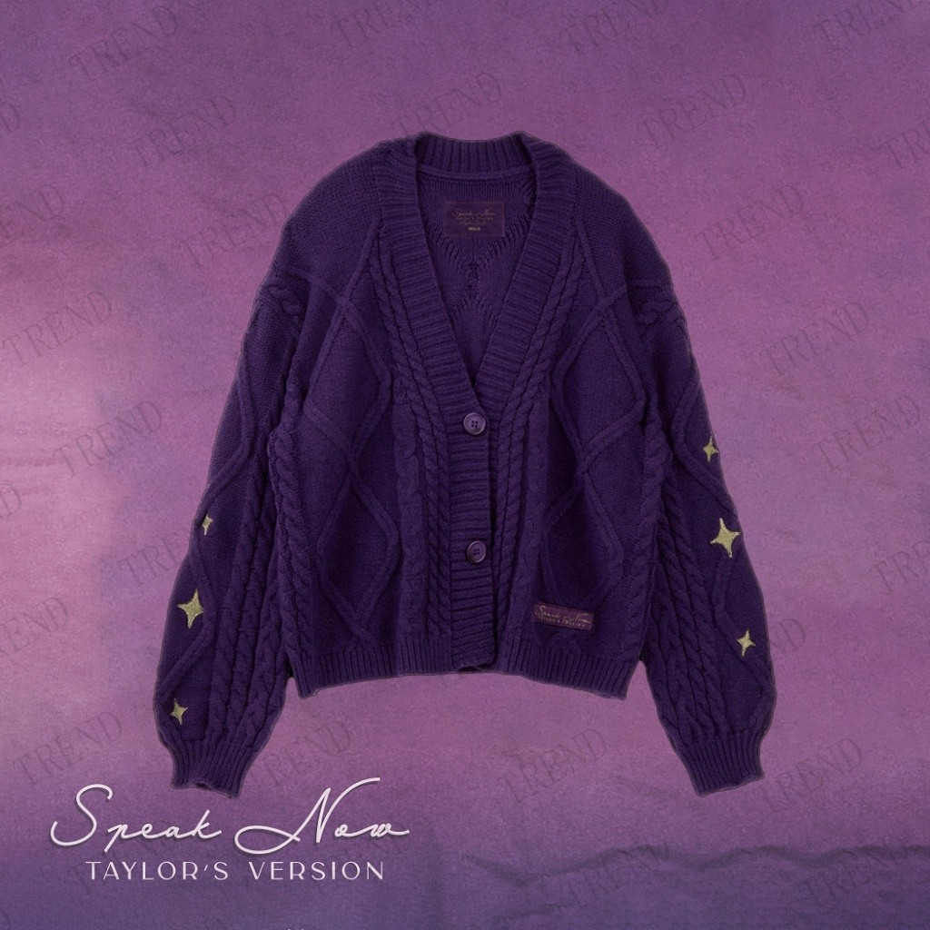 thumbnail image 1 of [Inventory]Taylor · Swift (Taylor Swift) Speak Now (Versi ó n) PurpleMercchEmbroidered Cardigan Sweater Is Los · Homebres (Los Hombres) Tamano (Tama ñ o), 1 of 5