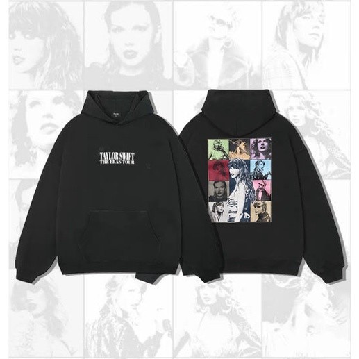 thumbnail image 1 of Taylor Swift The Eras Tour 2024 Concierto Merch Blanco Sudadera Con Capucha Más Tamaño Pareja Suelta Negro Streetwear Top, 1 of 4