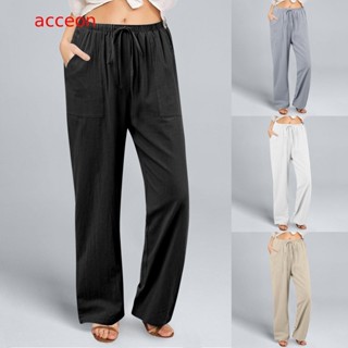 Pantalones Palazzo para mujer, elegantes, casuales, de cintura alta, de  algodón, lino, de verano, de pierna ancha, largos, para descansar