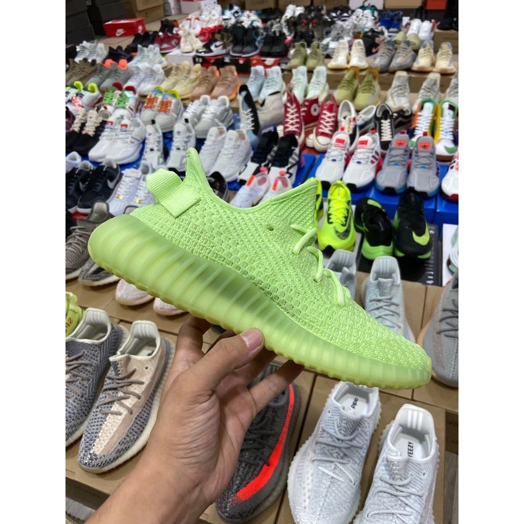 Yeezy Boost 350 v2 fluorescente verde brillo mujeres Zapatillas Zapatos Casuales