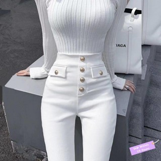 cintura alta nuevo diseño denim jean pantalones flacos en blanco