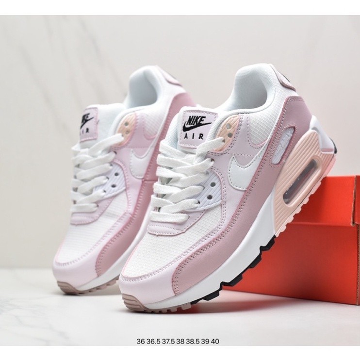 Original NK Zapatos De Mujer Air Max 90 Flor De Cerezo Rosa Cojin De Aire Zapatillas De Deporte Para Talla 36 40 JCOZ