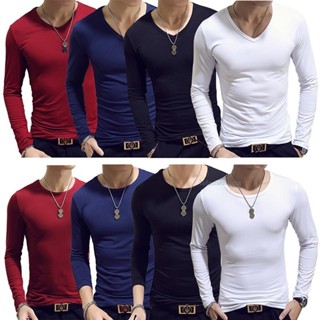 Camiseta de cuello alto para hombre, informal, todo a juego, color sólido,  manga larga, otoño e invierno