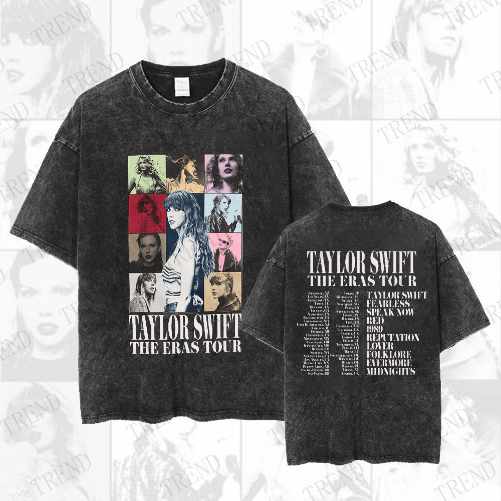 thumbnail image 1 of Taylor Swift's journey of the times 2023 lavado de algodón para hombres y mujeres camiseta retro fashion street impreso manga corta Harajuku top Y2k verano ocio DXF8, 1 of 5