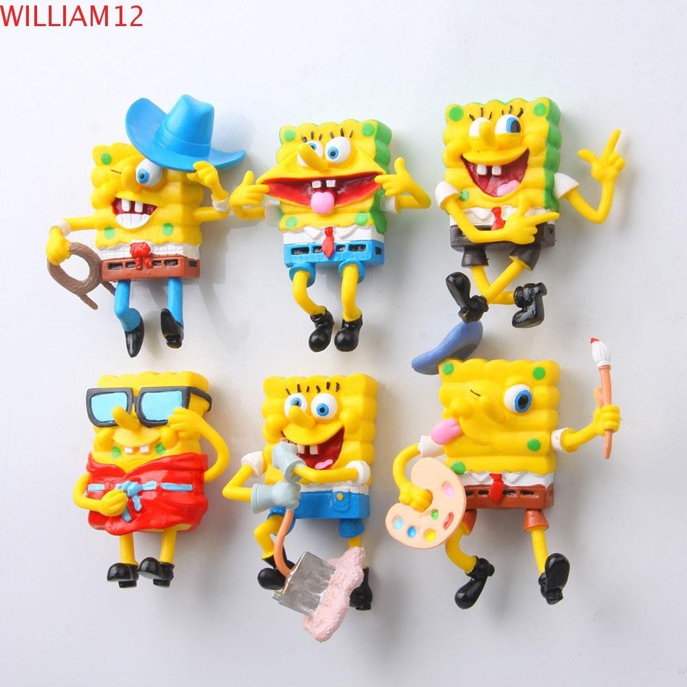 Awilliam Bob Esponja Figuras De Acción 6pcs Set Pvc Miniaturas Muñeca