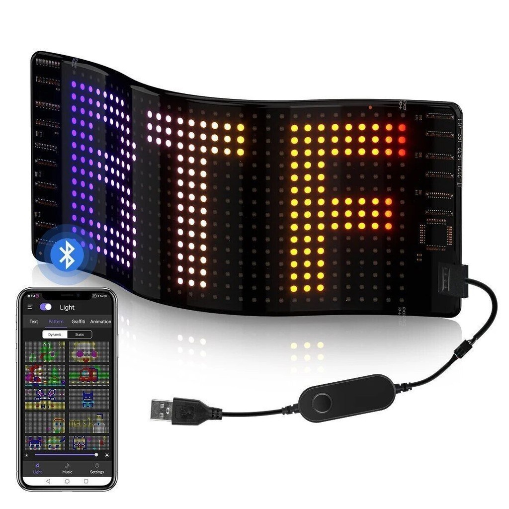 LED Matrix Pixel Panel Bluetooth APP USB 5V Flexible Addressable RGB ...
