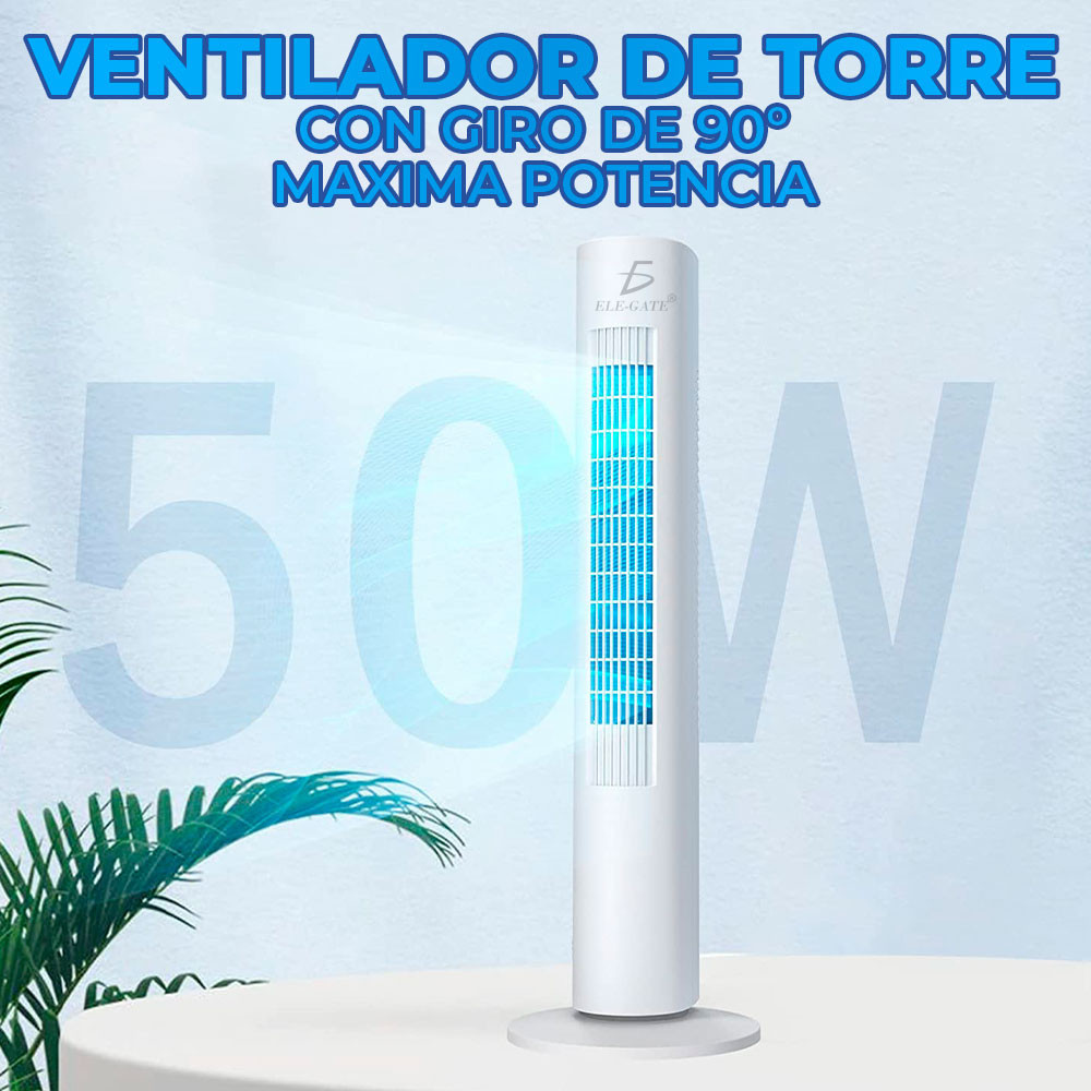 Ventilador De Torre 29 Pulgadas Con 3 Velocidades Y Giro De 90 Grados