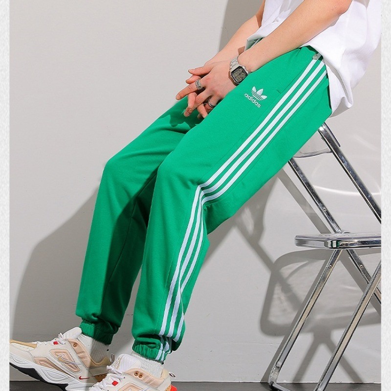 8 Colores Hombres Trebol Clasico De Tres Rayas Bordado Logotipo Joggers Pareja Athleisure Mas Pantalones De Cordon Shopee Mexico