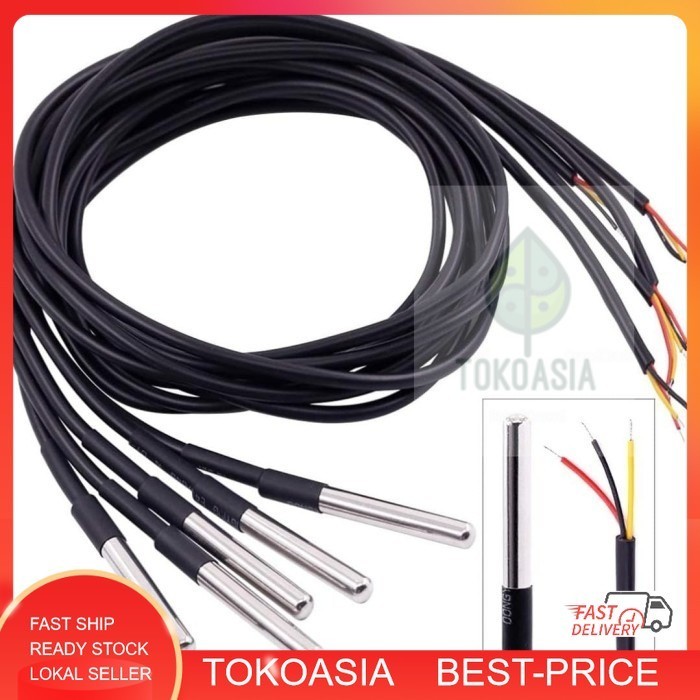 Sensore Temperatura DS18B20 Impermeabile 1m - Set Da 2 Per Arduino E Raspberry Pi