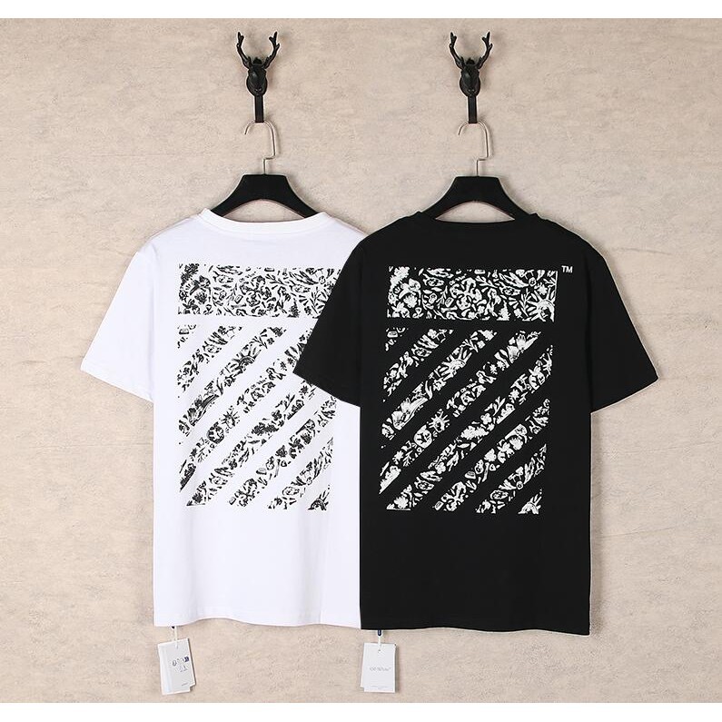 6687 off white Moda Camiseta De Mujer Hombres Manga Corta Shopee Mexico