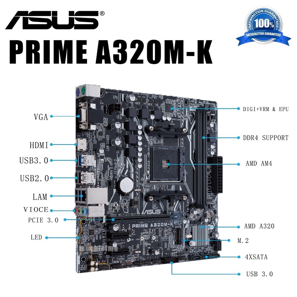 ASUS PRIME A320M K A E F Placa Base A320 B350 AM4 Ryzen Athlon PCI 3.0 Iluminacion LED DDR4 32Gb s M 2 HDMi Shopee Mexico