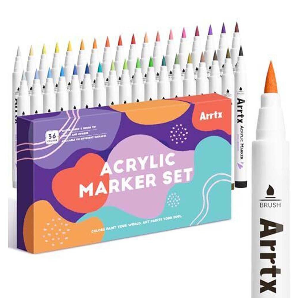 Arrtx Acrylic Paint Pens 36 Colors Acrylic Markers For Rock Painting 