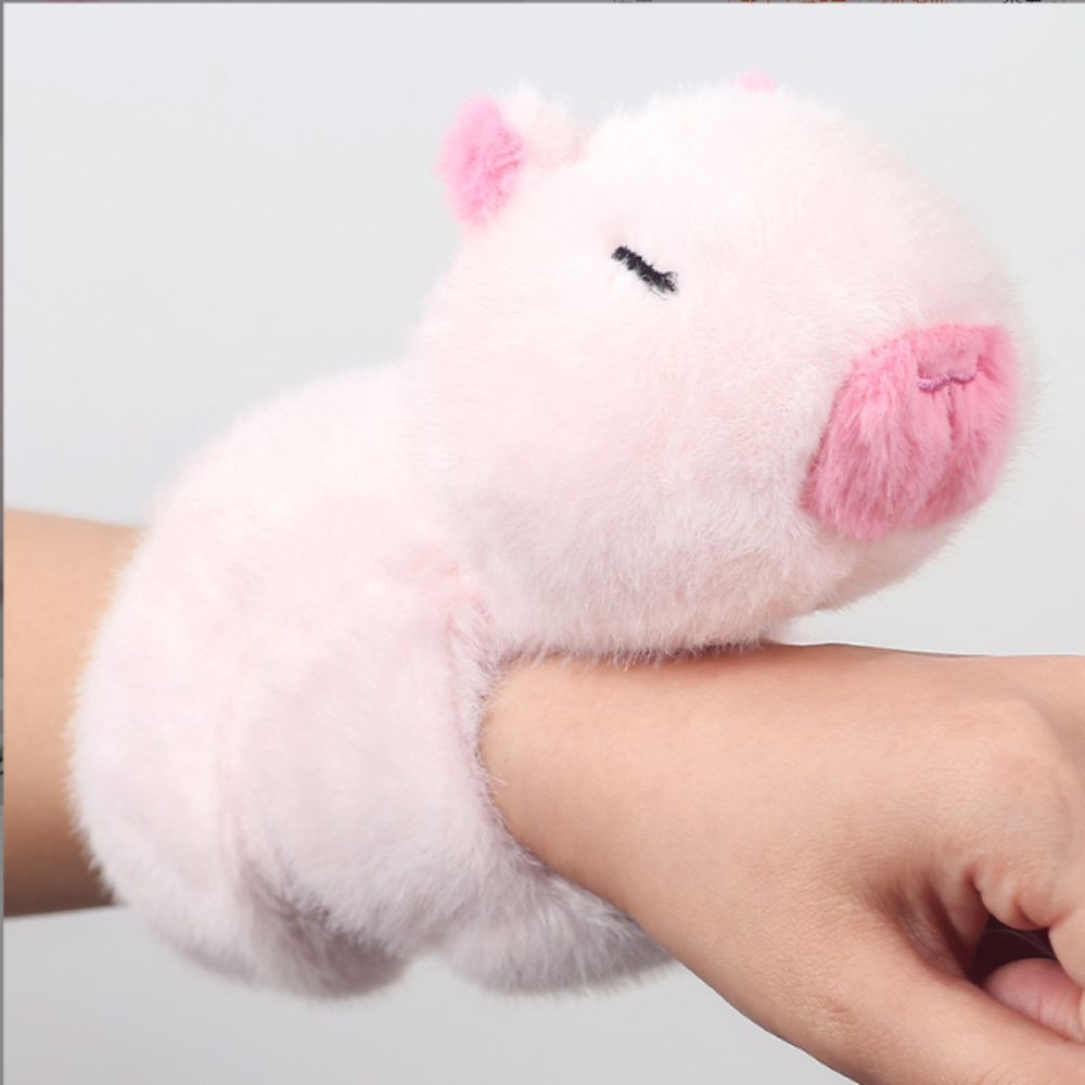 BIZOI Pulseras Slap De Capibara De Peluche, Set De 1 Unidad, Juguete Divertido Y Suave Para Fiestas, Cumpleaños Y Navidad, Color Marrón