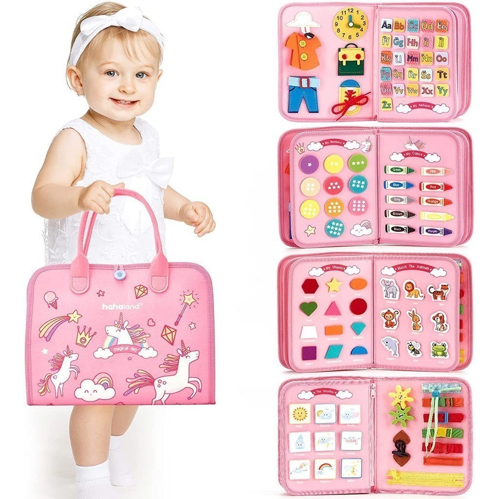 Tablero ocupado de viaje para niños y niñas, juguetes Montessori para niños de más de 2 años, aprendizaje preescolar, habilidad de vida, alfabeto, número, forma | Bodega Aurrera en línea