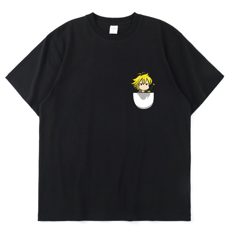 Anime Siete Pecados Capitales Meliodas Bolsillo Pecho Marca Impresion Verano Manga Corta Algodon Casual Unisex Camiseta Oversized Hip Hop Shopee Mexico