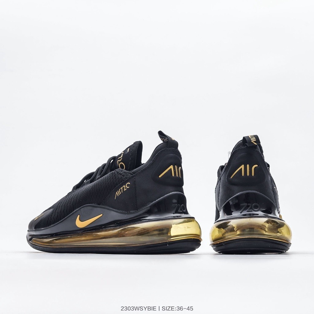 Nike air fashion 720 negro con dorado