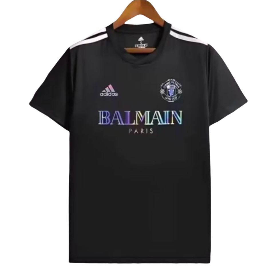Real Madrid Barcelona Bayern 23/24 x Balmain Camiseta Negra De
