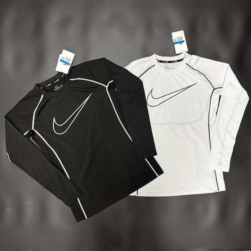 Nike Hombres Camiseta Ajustada De Manga Larga Deportes Transpirable Fitness Correr Baloncesto Pista Y Campo De Entrenamiento De Secado Rápido Cuello Redondo Tops I.867676297
