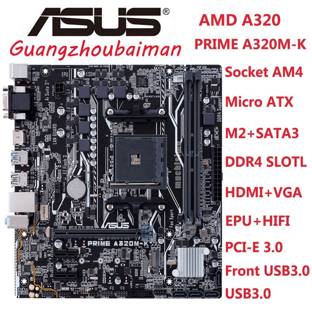 ASUS PRIME A320M K A E F Placa Base A320 B350 AM4 Ryzen Athlon PCI 3.0 Iluminacion LED DDR4 32Gb s M 2 HDMi Shopee Mexico