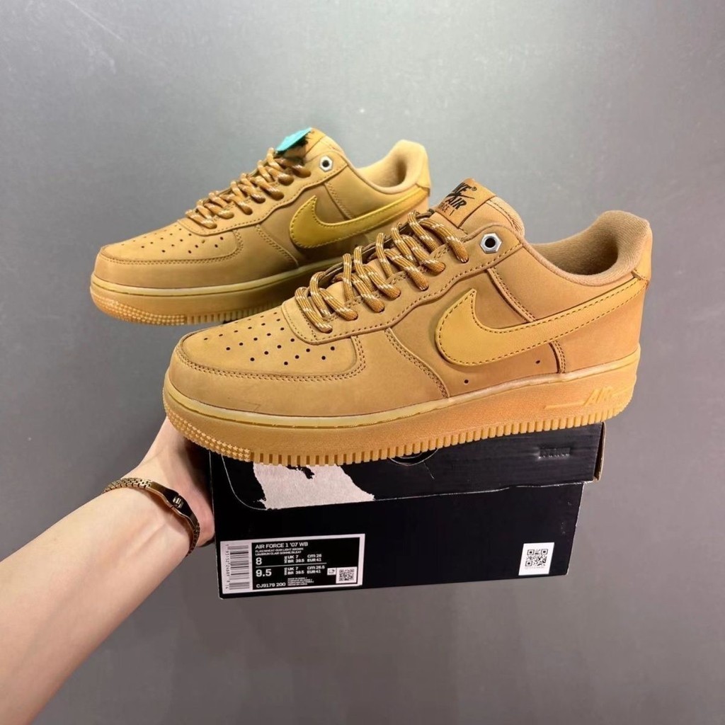 AF1 Air Force One primera capa de gamuza de color de trigo Campus bajo top de los hombres y las mujeres de los deportes zapatos casuales del tablero