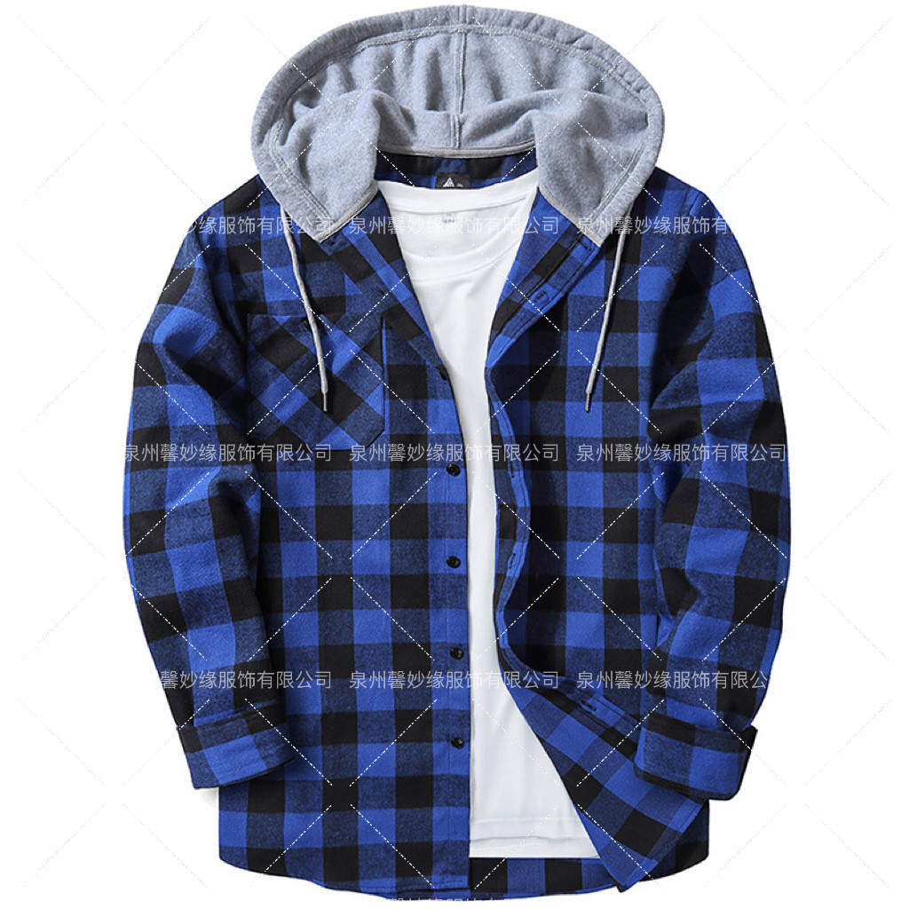 MCEDAR Camisas De Franela A Cuadros Para Hombres Y Niños, De Manga Larga, Con Botones Y Cuello De Pana, Para Exteriores, Grandes Y Altas, Cuadros Naranja 11206
