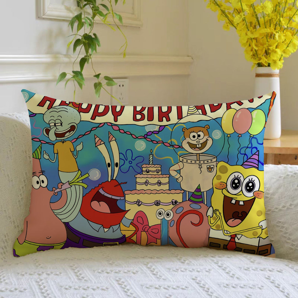 Bob Esponja SquarePants Funda De Almohada Pastel De Dibujos Animados Gran Estrella Que Rodea Decoracion De La Habitacion De Los Ninos Dormitorio Estudiantes Shopee Mexico