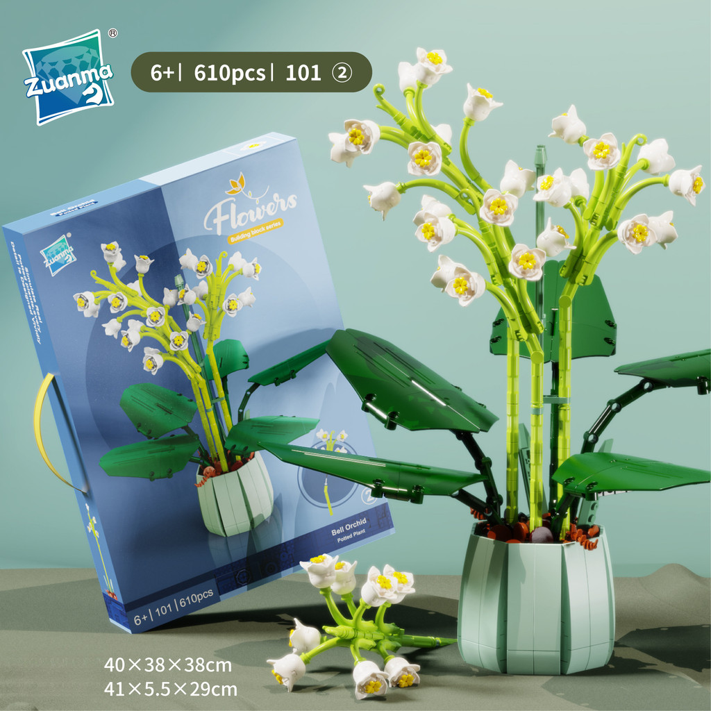 Set De Bloques De Construcción Flor De Lirio Del Valle – 42 Cm Con Jarrón Blanco, Decorativo Y Educativo, Regalo Creativo Para Adultos Y Niños