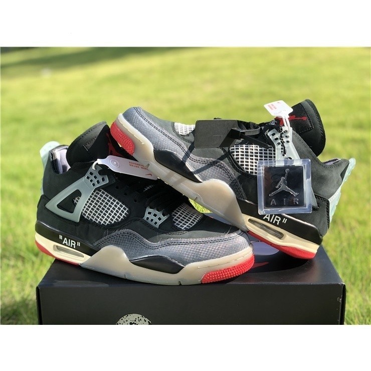 2024 off white X Air Jordan 4 retro SP sail muslin black red Zapatos CV9388 001