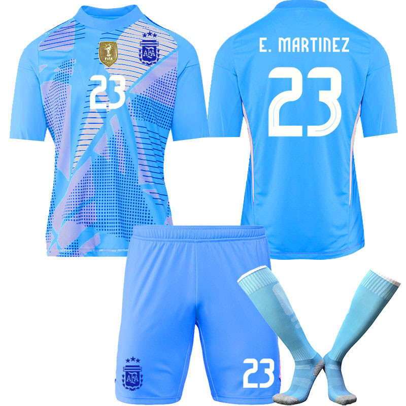 2425 de portero uniforme N ° 23 Martinez N ° Armani Argentina portero  jersey azul de manga corta fútbol uniforme partido chándal