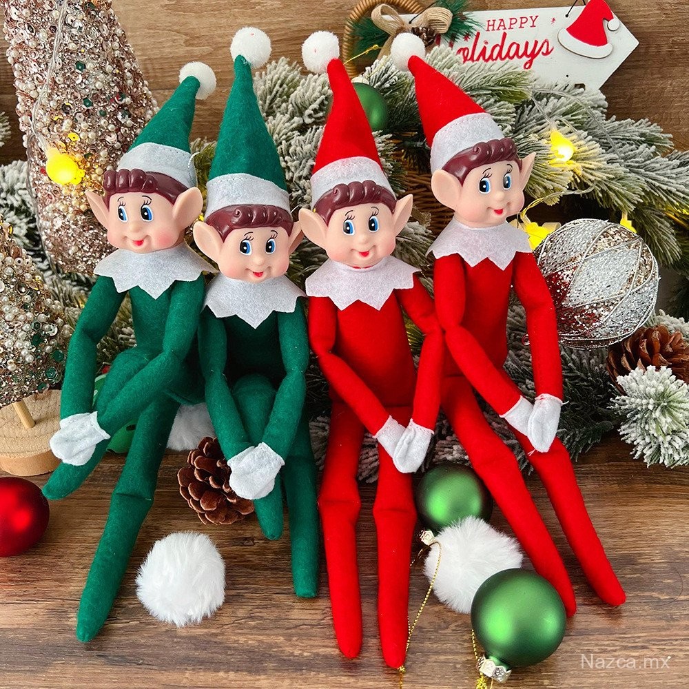 Elfa De Navidad Traviesa - Figura Decorativa Con Cuerpo Suave Y Cara De Vinilo, 30 Cm, Para Árbol Y Hogar