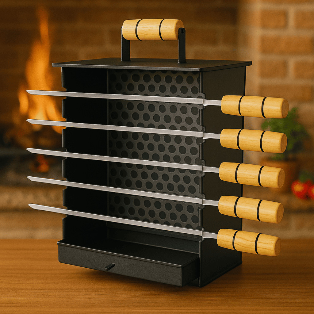 Pincho Para Barbacoa Con 5 Pinchos Sin Humo En Acero Al Carbono , Móvil ...