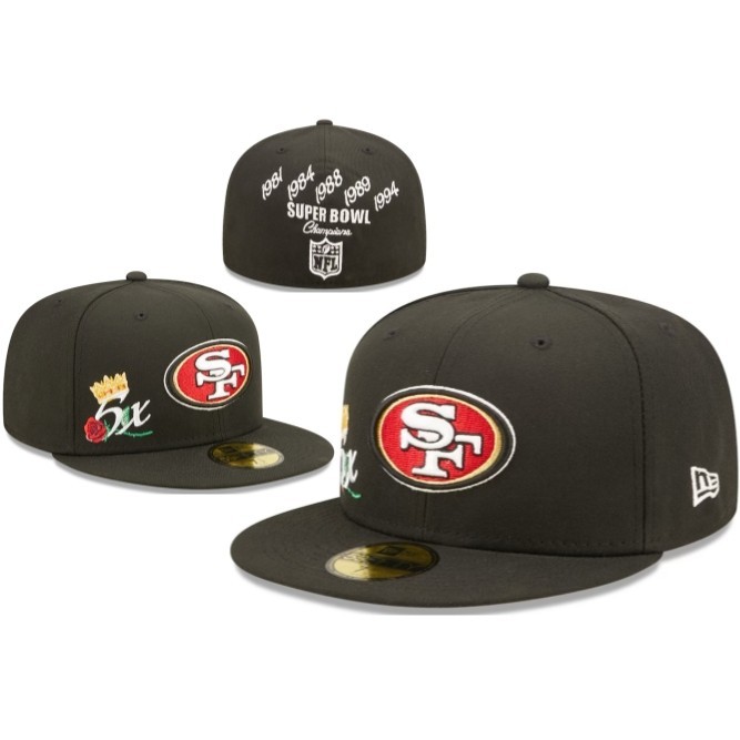 New Era Alta Calidad Nueva NFL San Francisco 49ers Sombrero Ajustado Para Los Hombres Y Las Mujeres 59FTY Totalmente Cerrado Deportes Bordado Gorra