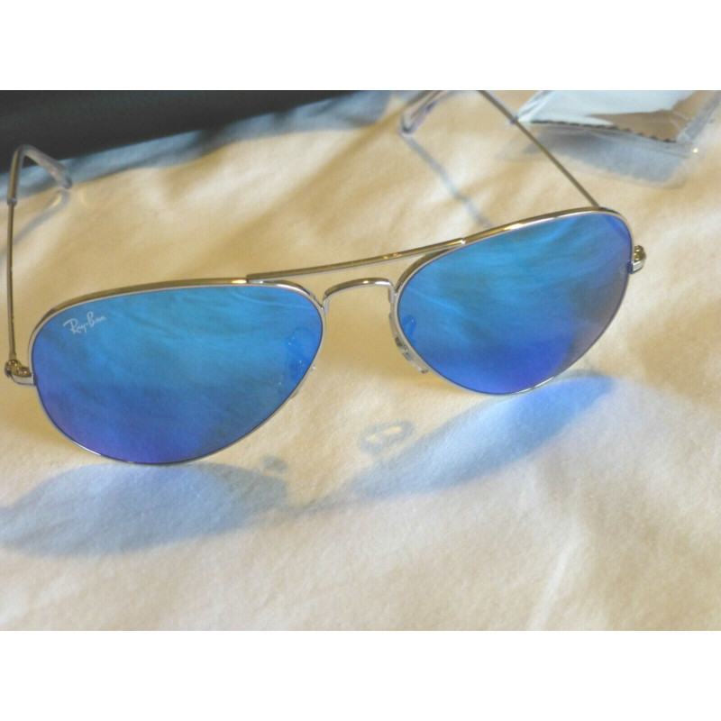 Gafas de sol Ray-Ban Aviator con lentes flash, nueva montura plateada