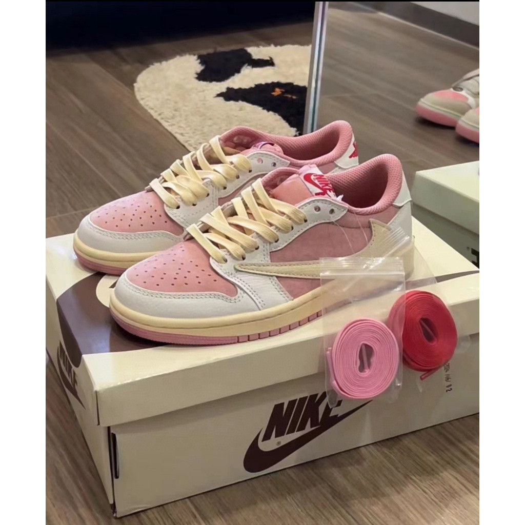 Nike Air Jordan 1 X Travis Scott brad Barb Rosa Blanco Ts zapatos casuales de traje de moda para hombres y mujeres Shopee Mexico