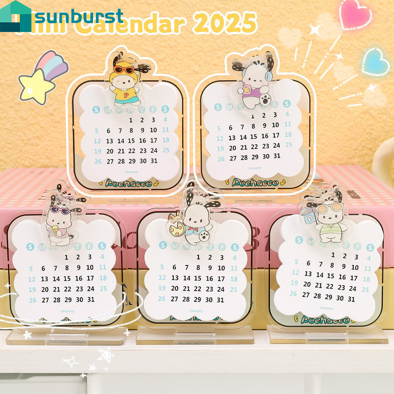 Calendario De Escritorio Sanrio 2024 Con Pegatinas De Pochacco – Tamaño 15x19 Cm, Incluye Planificador Mensual Y Espacios Para Anotar