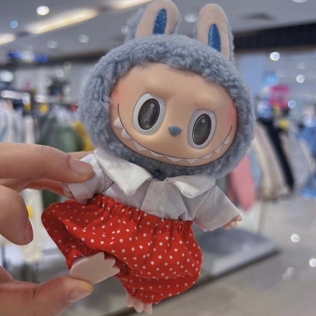 Labubu Colgante 17cm Muñeca De Vinilo Labubu Pop Mart Muñeca Ropa De ...