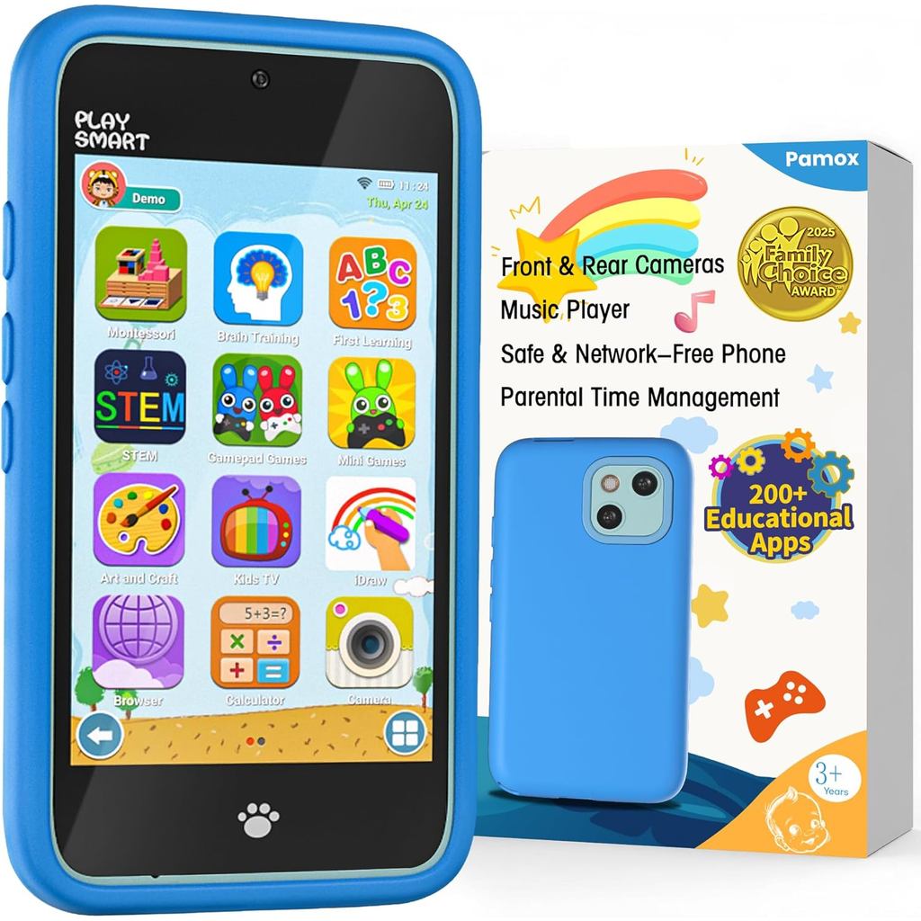 Teléfono Juguete Infantil Con Pantalla Táctil - Aprendizaje Con Música Y Luces Para Niños De 3 Años+ (Negro)