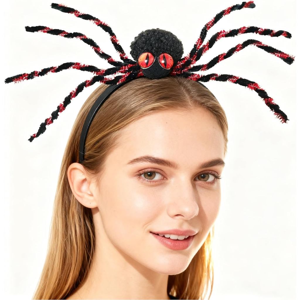 DAZZTIME Disfraz De Araña Para Halloween – Poncho Telaraña, Máscara Y Collar De Araña, Ideal Para Fiestas, Carnaval Y Cosplay