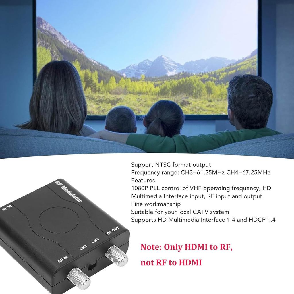 Tosuny Modulatore RF HDMI – Convertitore HDMI A Coassiale 1080P, NTSC/PAL, Per TV Vecchi E Hotel, Compatibile Con Console E Lettori Streaming